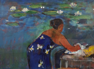 Acryl schilderij, Maya Wildevuur, Sir Lanka, 1999